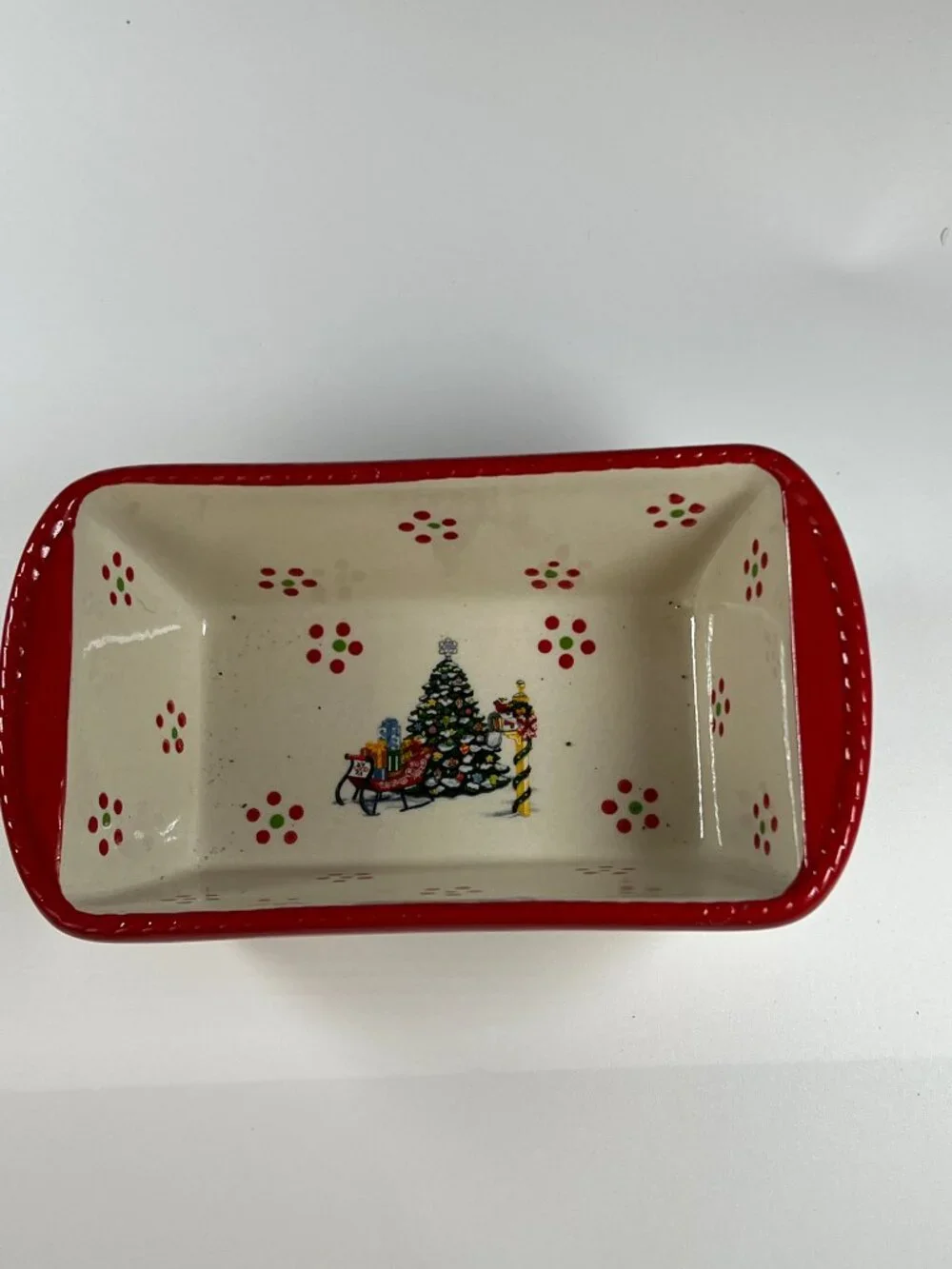 Temptations By Tara 12 OZ Mini Loaf Pan Christmas Holiday Motif Bakeware